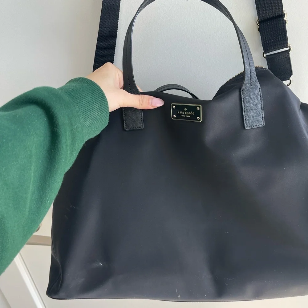 Kate Spade Black Nylon Duffle Bag Weekender